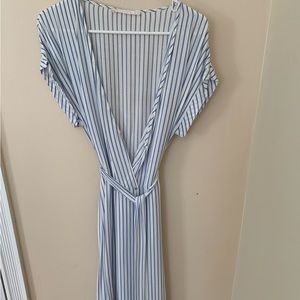 Zara striped front tie midi dress
